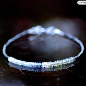 Natural Black Spinel, Green, Purple Sapphire Bracelet Handcrafted 14k White Gold